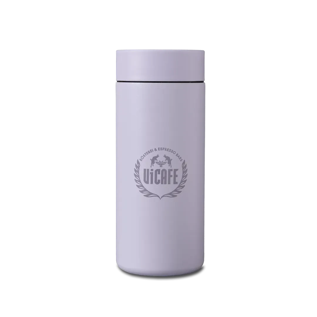 MiiR Thermo 360 Traveller in Purple Haze mit ViCAFE Logo fuer Kaffee To
